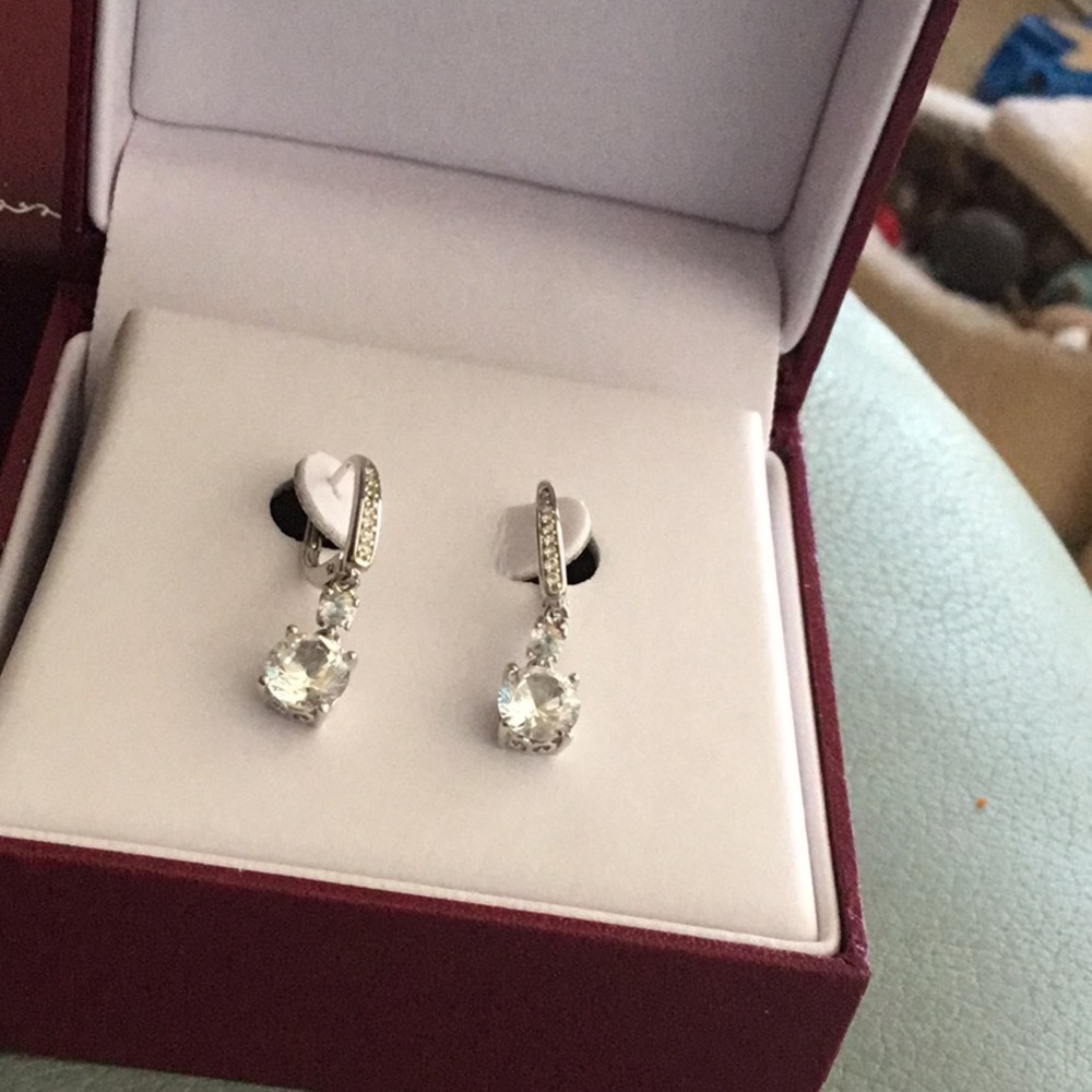 NEWin Box 2 CT White Topaz Earrings Helzberg Jewel